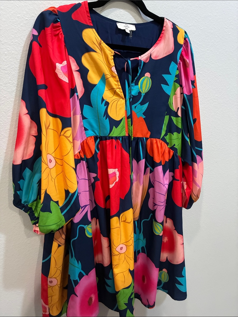 entro Navy Floral Midi Dress with Bright Multicolor Blooms - Picture 6 of 10